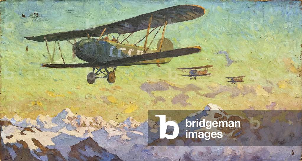 Overflight of the Caucasus Mountains, 1936 (oil on canvas)