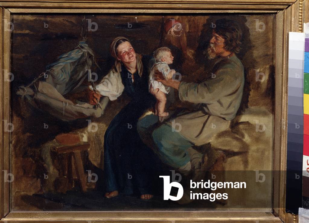 Parental joy, 19th century (oil on canvas)