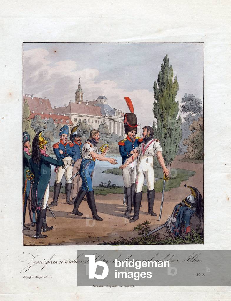 The Duel Of Two French Soldiers, 1808 (watercolour)