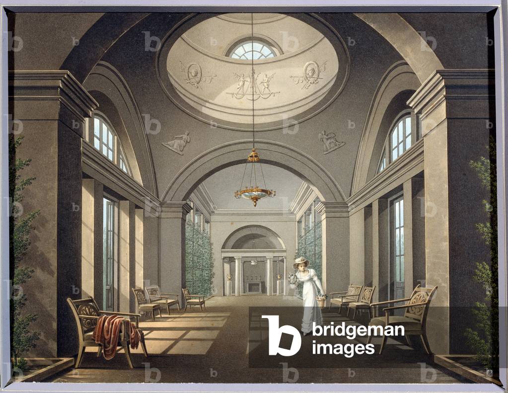 Interior of the volie in the Pavlovsk palace, 19th century (watercolour and ink)