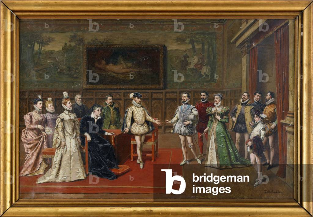 Catherine de 'Medici meets her sons Charles IX and Henry III (oil on canvas)