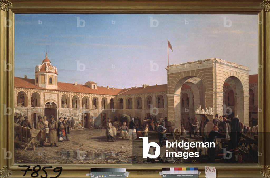 The apraksin march in Saint Petersburg (Apraksin Market in St Petersburg), 1862 (oil on canvas)
