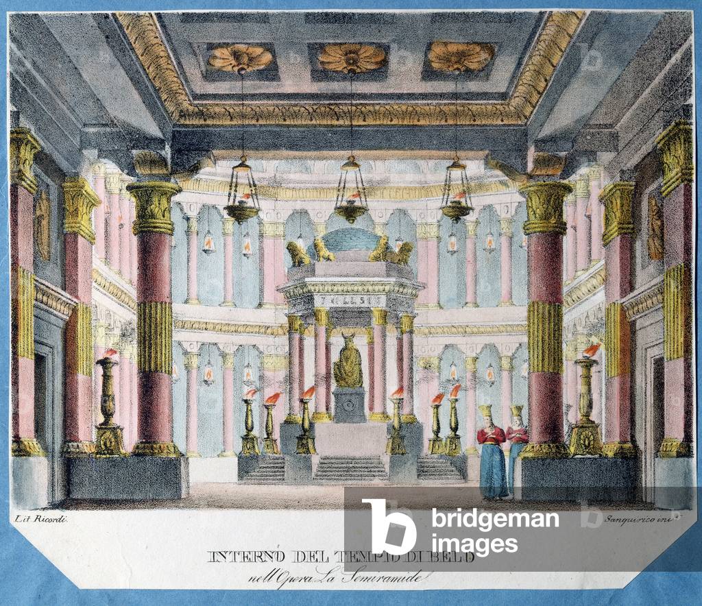 Decor for the opera the semiramide of Christoph Gluck (1714-1787), c.1790 (litho)