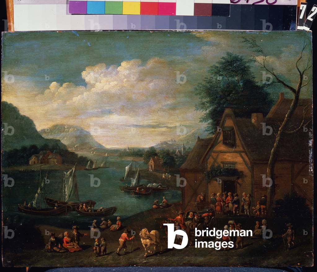 A Tavern On Shore (A Tavern On The Seashore), 17th century (oil on wood)