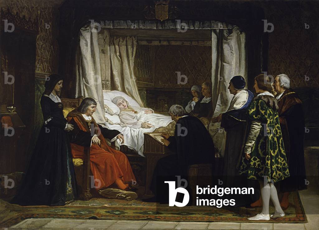 La regina Isabelle La cattolica detta il suo testamento, 1864 (olio su tela)