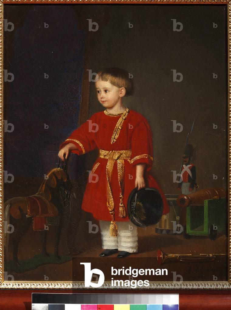 Portrait of a boy In a red dress with military toys, 1849 (painting)