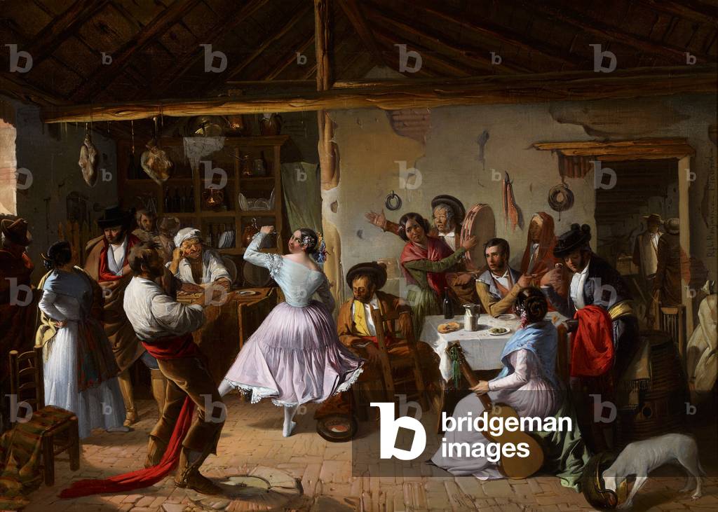 Dance At A Country Inn, 1850 (oil on canvas)