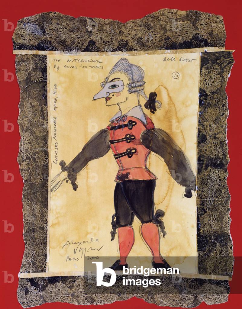 Costume design for a ball guest from Tchaikovsky's ballet 'The Nutcracker', 2000 (w/c & gouache on paper)