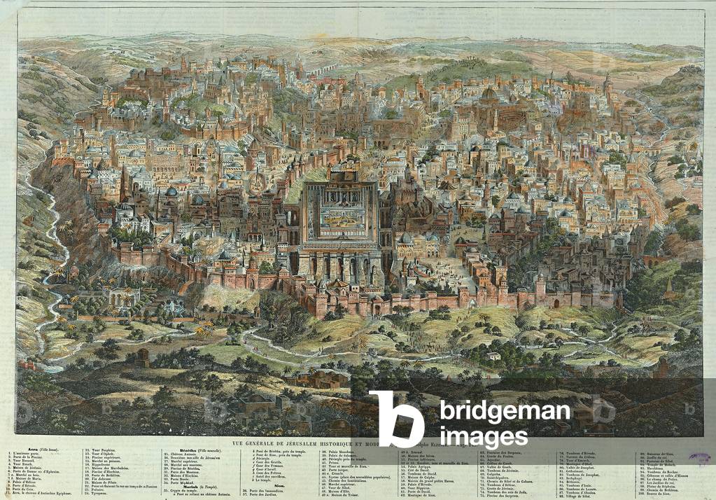 Historical and modern Jerusalem general view, c.1862 (lithograph)