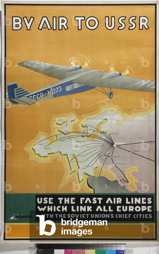 By air to ussr (poster of the introurist company), 1934 (colour lithograph)