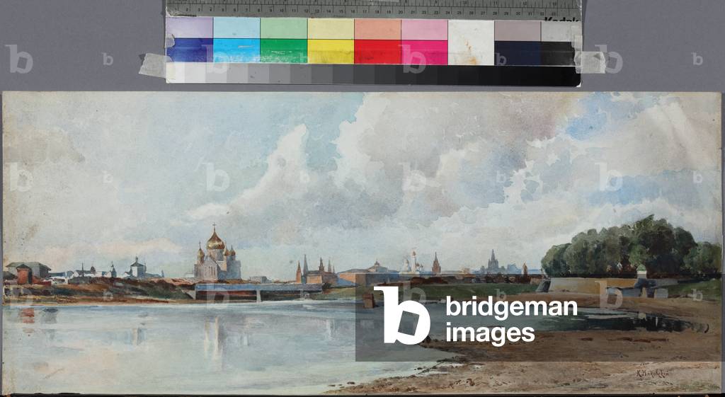 View of Moscow Despuis Le Jardin Neskoutchni - View of Moscow from the Neskuchny Garden, 19th century (watercolour)