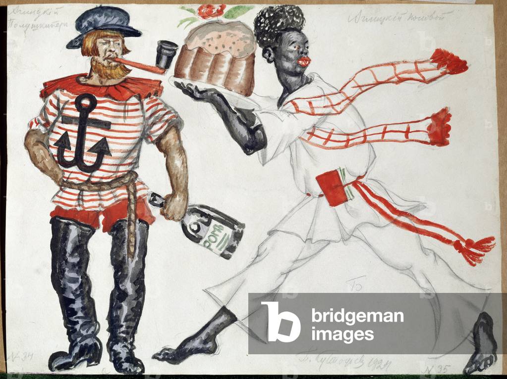 Costume design for 'The Flea', by Yevgeny Zamyatin, 1924 (gouache on paper)