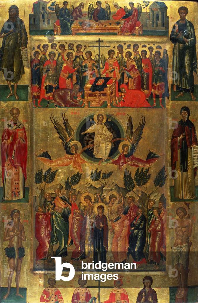 L'Ascension du Christ avec l'Etimasie (Hetimasie) (The Ascension of Christ with the Hetoimasia), 15th century (tempera on wood)