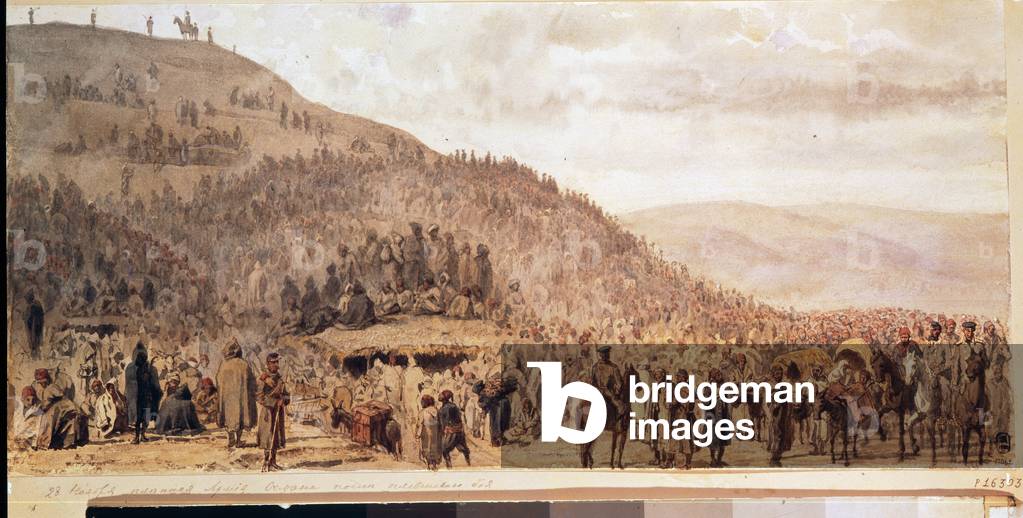 The captivity of Osman Pasha's army (1837-1900) in Pleven (Plevna) (Bulgaria), 1877 (watercolour on paper)