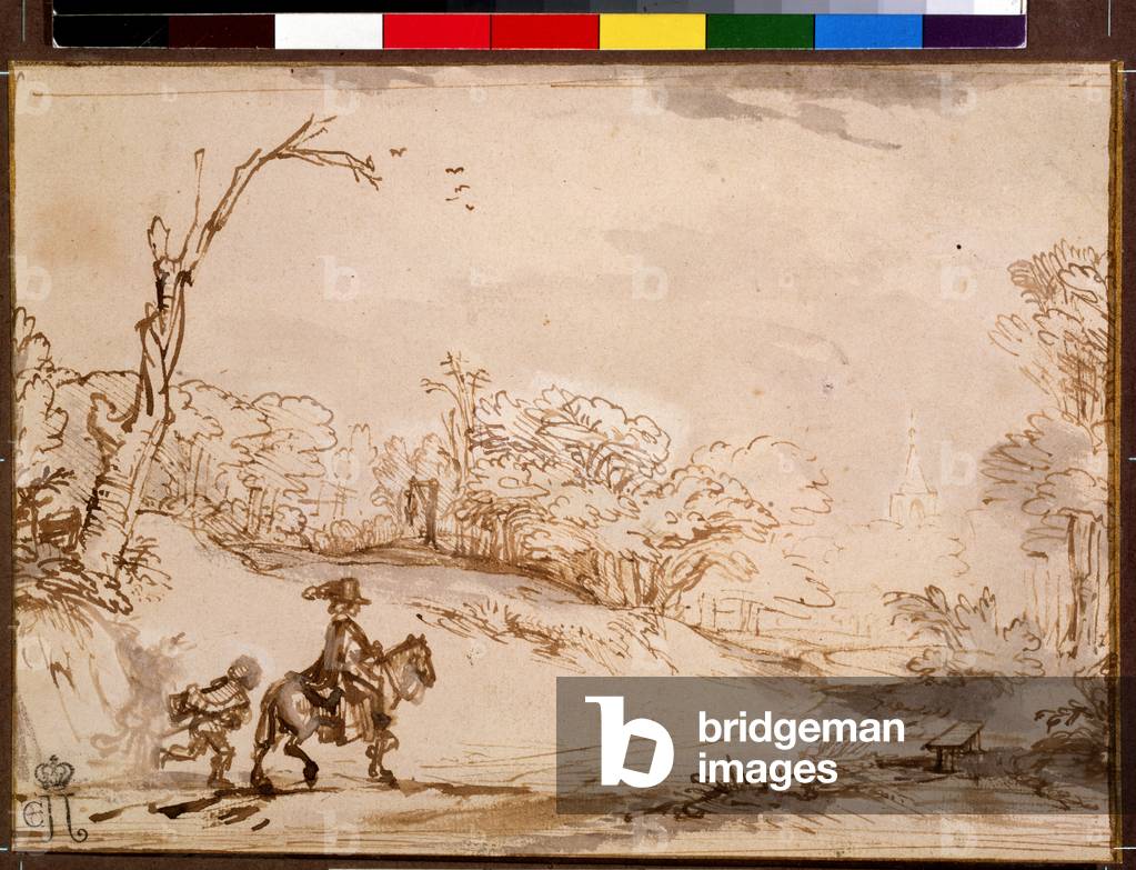 Landschaft mit Reiter (Landschaft mit Reiter), 1648-1650 (Zeichnung)