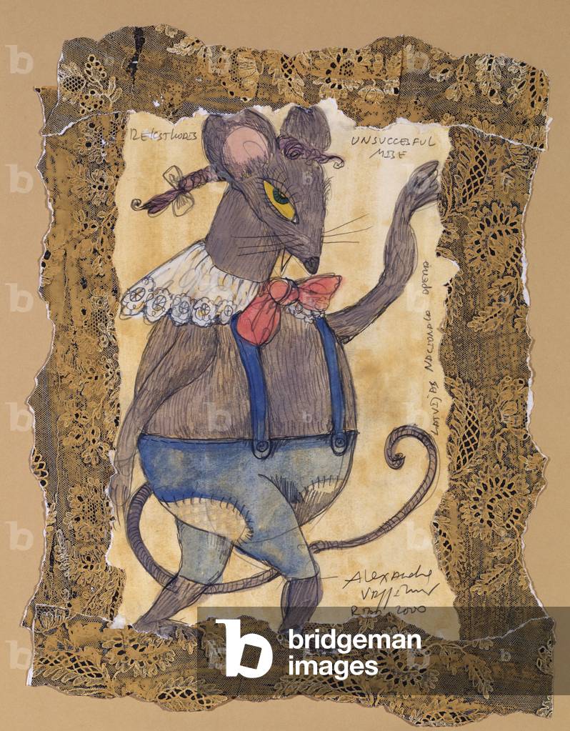 Costume design for the mouse in check, from Tchaikovsky's ballet 'The Nutcracker', 2000 (w/c & gouache on paper)