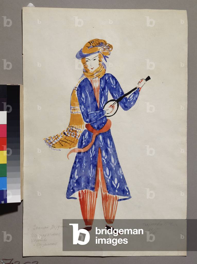 Costume project of an oriental musician, for the opera 