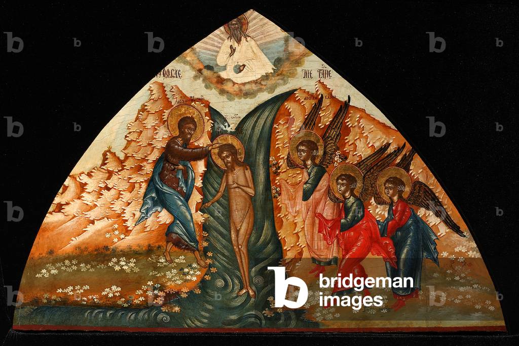 The Baptism of Christ - Russian icon - Mid of the 19th century (tempera on panel)