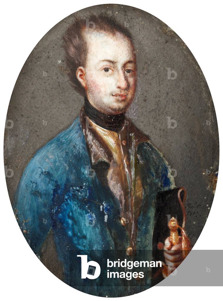 Portrait of King Charles XII of Suede (1682-1718), 19th century (gouache on porcelain)