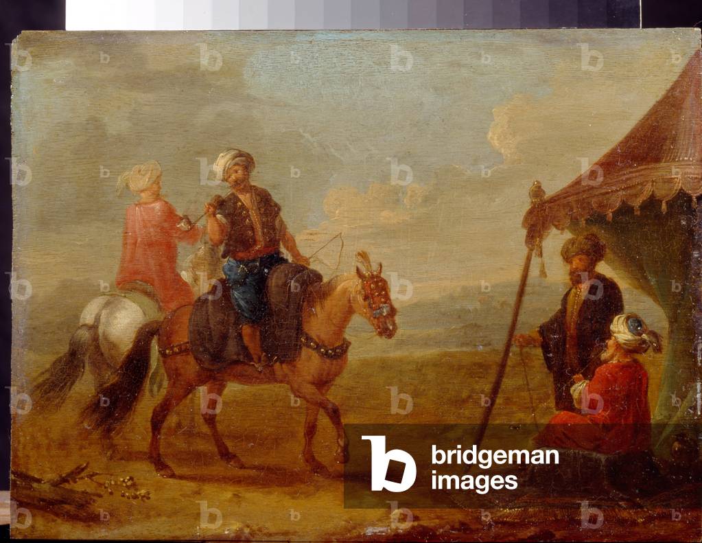 Cavaliers turcs, 18th century (oil on wood)