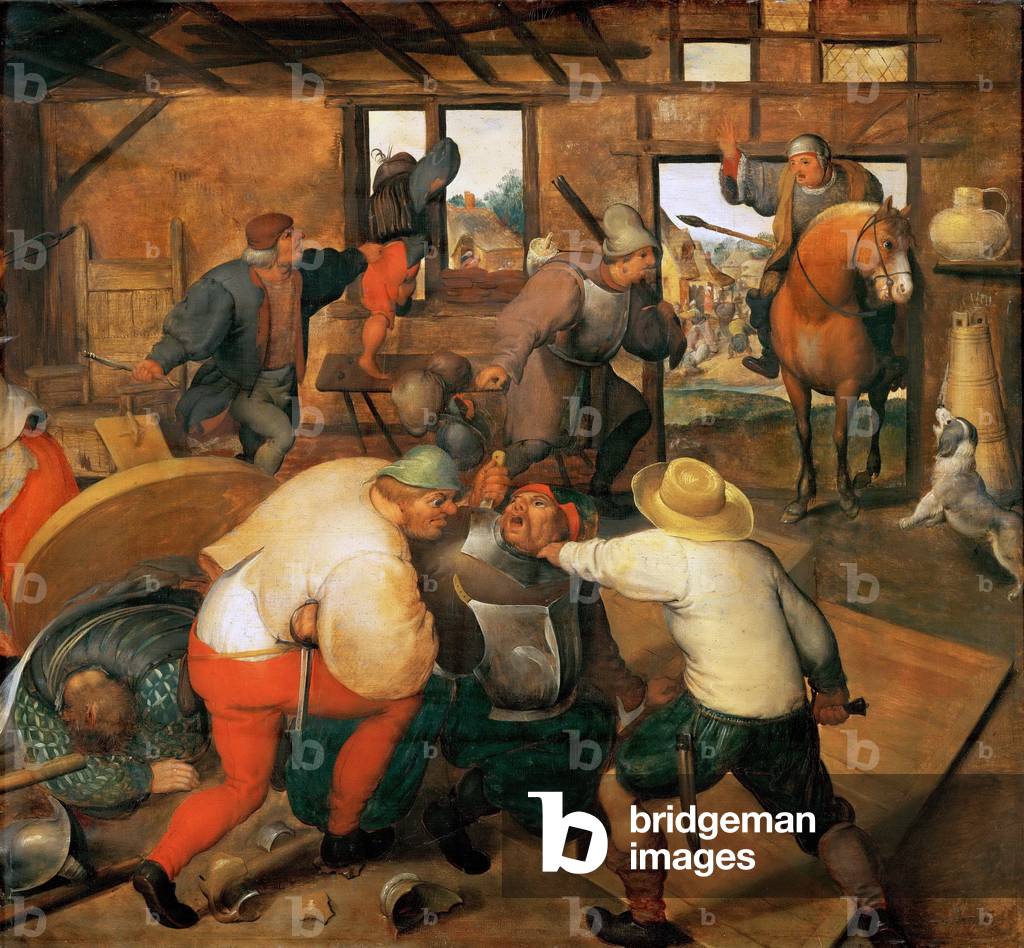 Bild von Gemälde "Kampf zwischen Soldaten und Bauern" 1565 von Maerten van Cleve