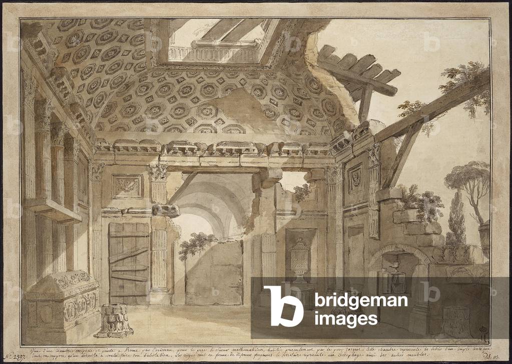 Disegno per i dipinti della cella di padre Lesueur nel Monastero della Santissima Trinità dei Monti a Roma, 17