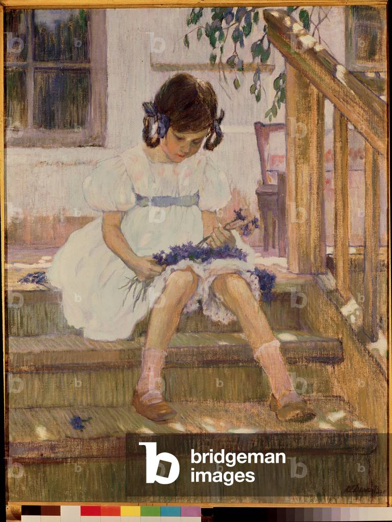 The little girl with blueberries, 1908 (oil on canvas)