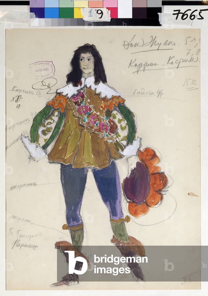 Costume Design for 'Don Giovanni' by Wolfgang Amadeus Mozart, 1914 (gouache & w/c on paper)