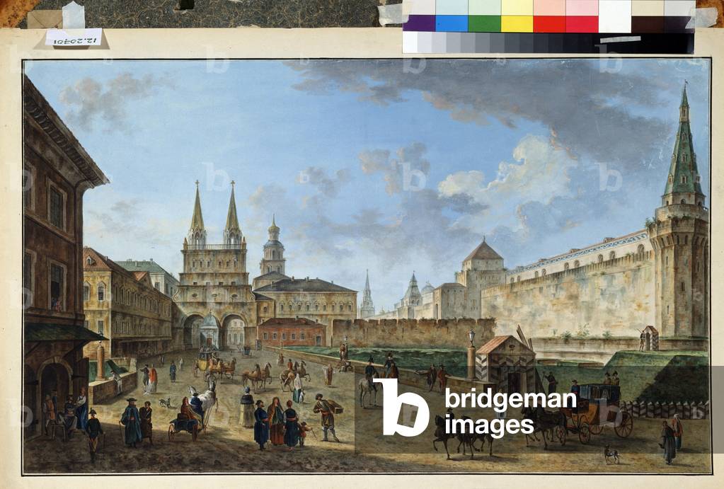 Moskau, Ansicht der Auferstehungstür auf dem Roten Platz, um 1801 (Aquarell auf Papier)