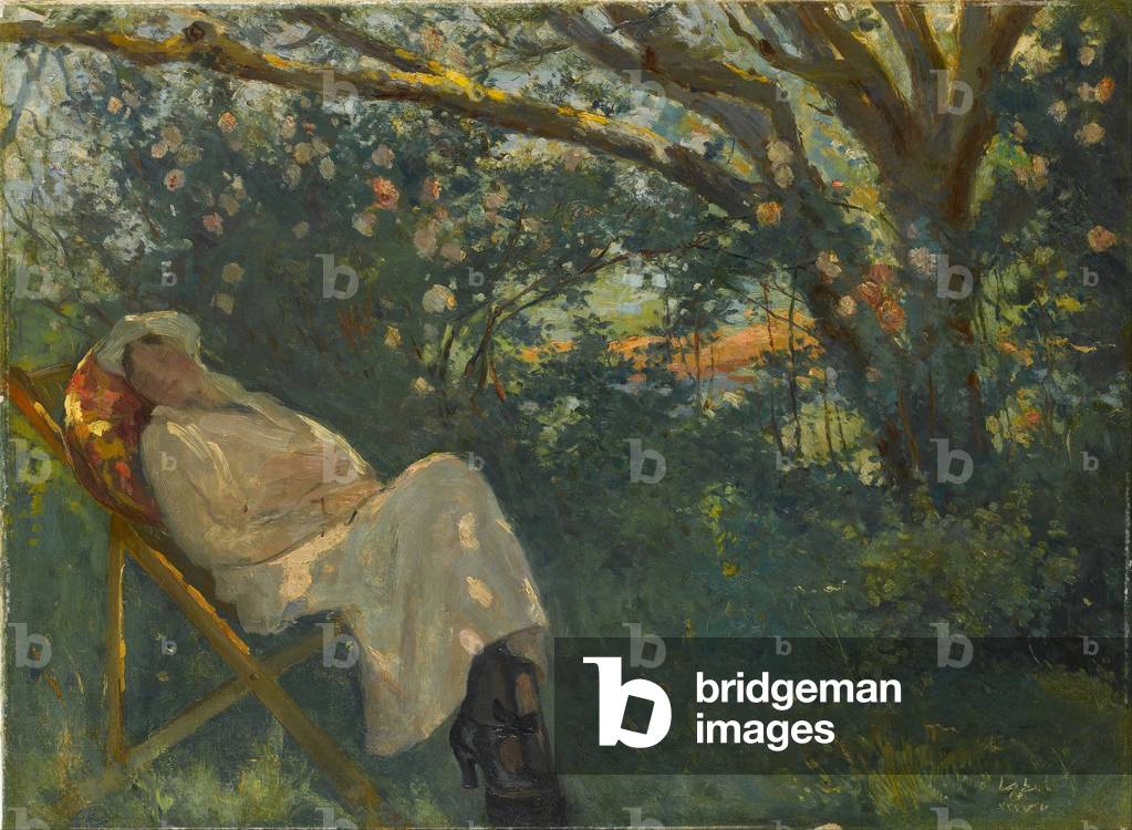 Bild von Gemälde "Dame in Rosa auf einer Chaiselongue" 1904 von Nazmi Ziya Gueran
