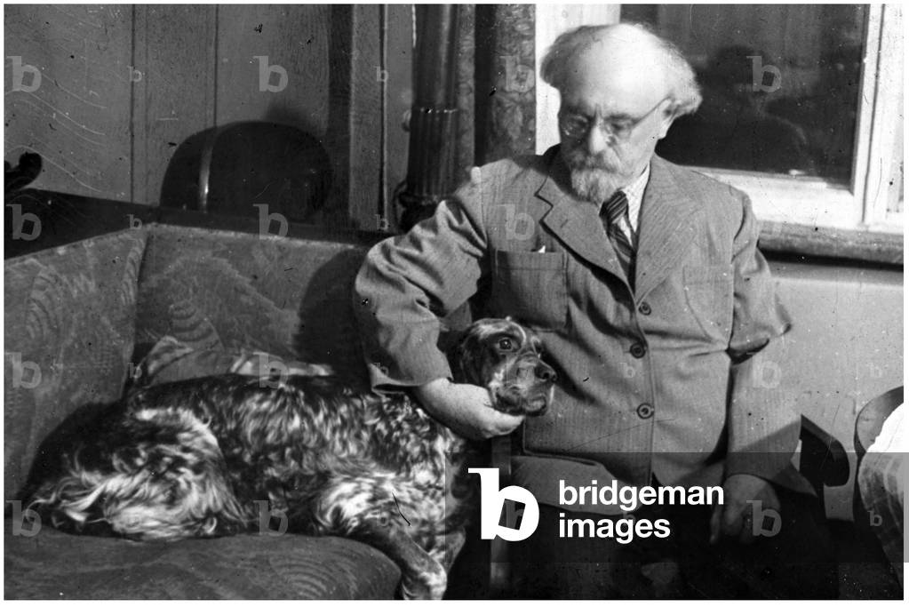 Portrait of the Writer Mikhail Mikhailovich Prishvin (1873-1954), 1940s (photograph)