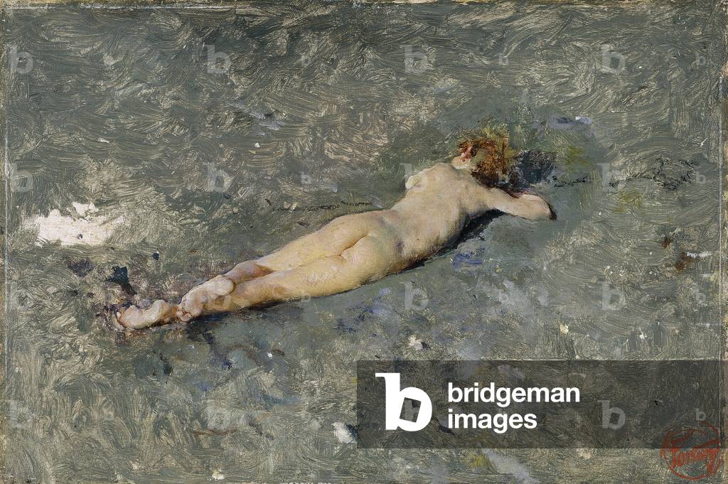 Naked Child Extended On Portici Beach (Nude On The Beach At Portici), 1874 (oil on canvas)
