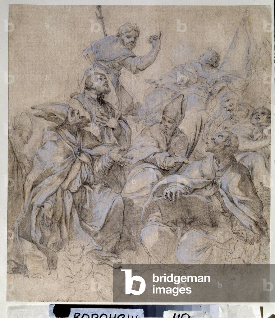 Disegno preparatorio ad affresco per la chiesa di Santa Maria del Popolo a Roma (guazzo e matita su carta)