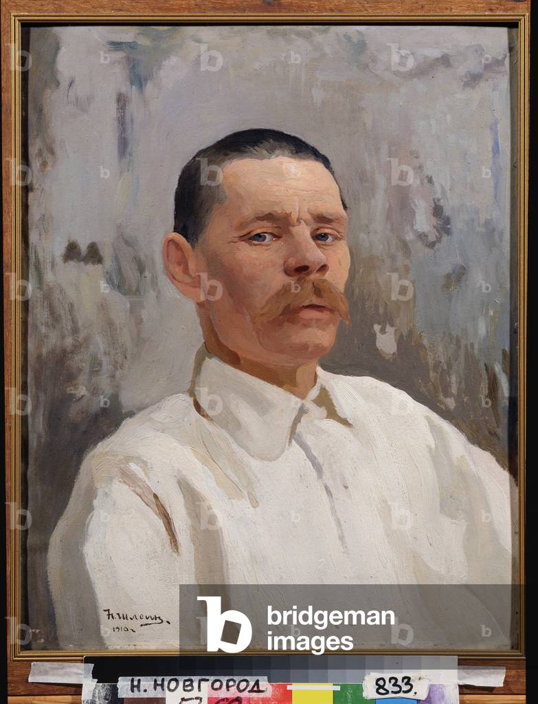 Portrait of the writer Maxime Gorki (Gorky) (1868-1939), 1910 (oil on canvas)