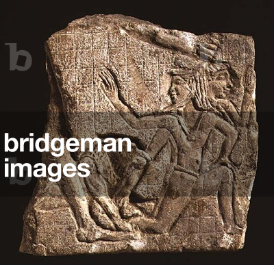 Sculptor's model depicting a king with a lion smiting foes, c.400-201 BC (limestone)