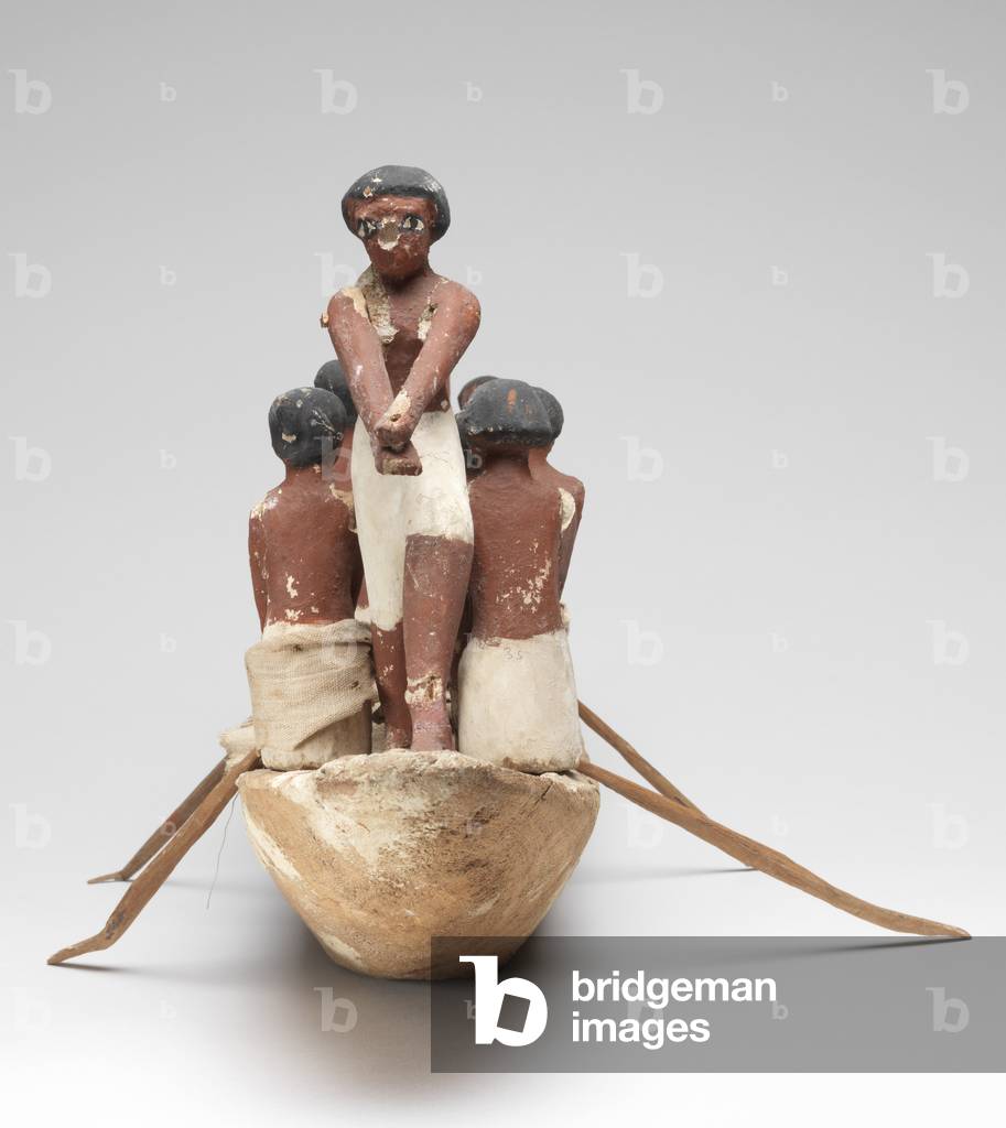 Model sailing boat from the Tomb of Khety (Beni Hasan) Middle Kingdom, c.2010 B.C. - 1950 B.C. (painted wood and linen)