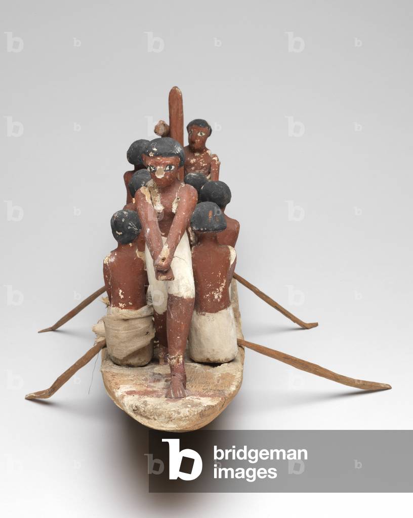 Model sailing boat from the Tomb of Khety (Beni Hasan) Middle Kingdom, c.2010 B.C. - 1950 B.C. (painted wood and linen)
