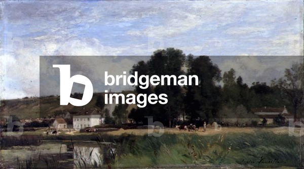 On the Banks of the Seine at Levy, 1884 (oil on panel)