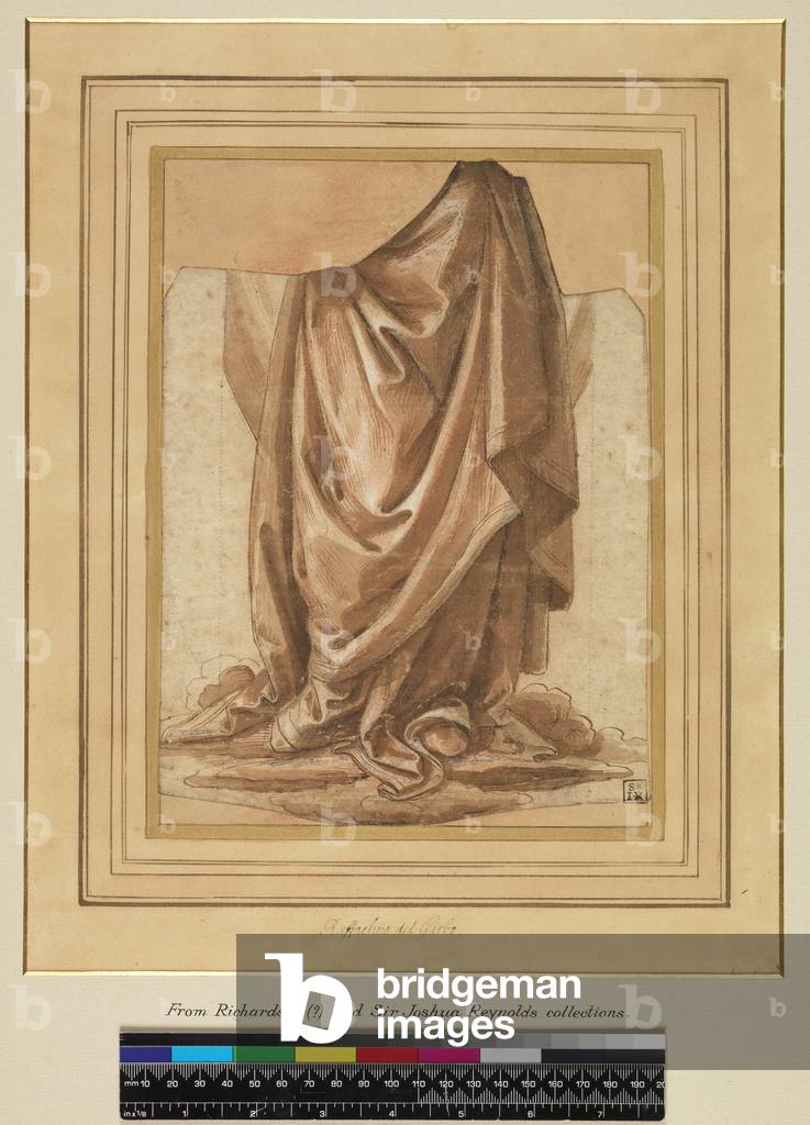 Drapery study, before 1524 (black chalk, pen & brown ink, brown and pink wash, heightened with white (partly oxidized), indented with the stylus and pricked for transfer)