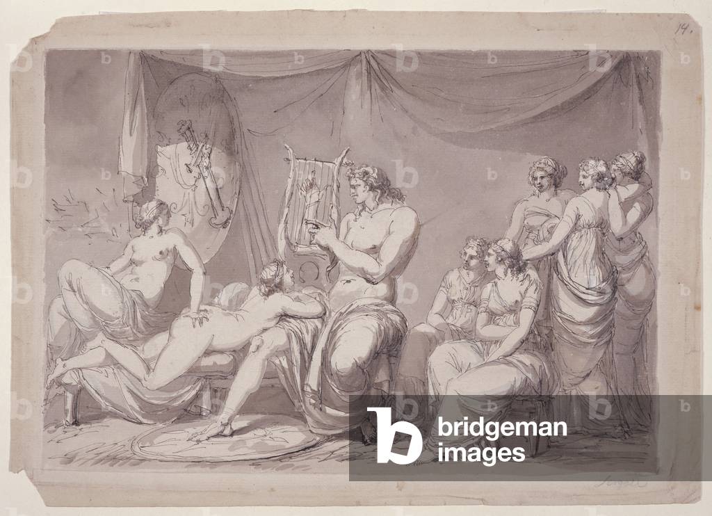 Achilles in seinem Zelt mit Gefangenen, c.1795-96 (Stift und Tinte und waschen auf Papier)