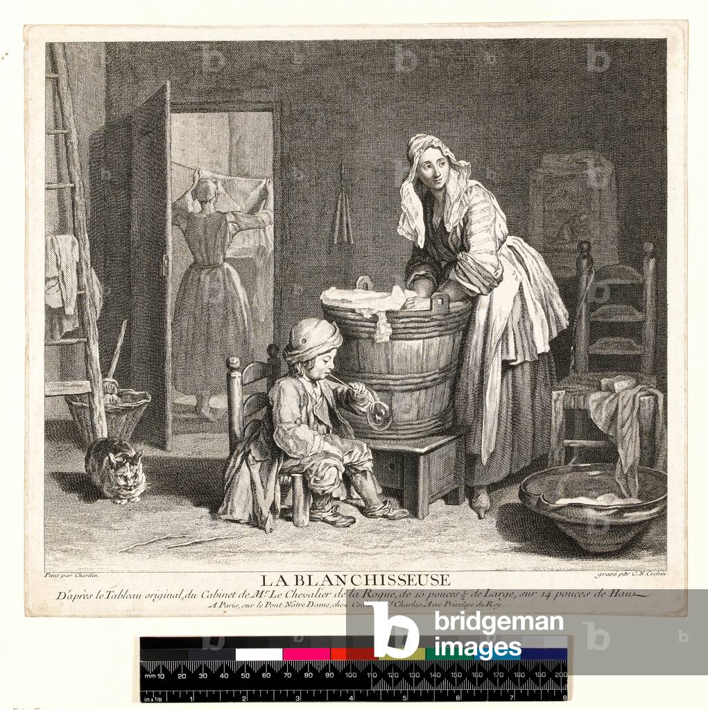 La Blanchisseuse, engraved by Charles Nicolas Cochin I (1688-1754) 1739 (etching & engraving)
