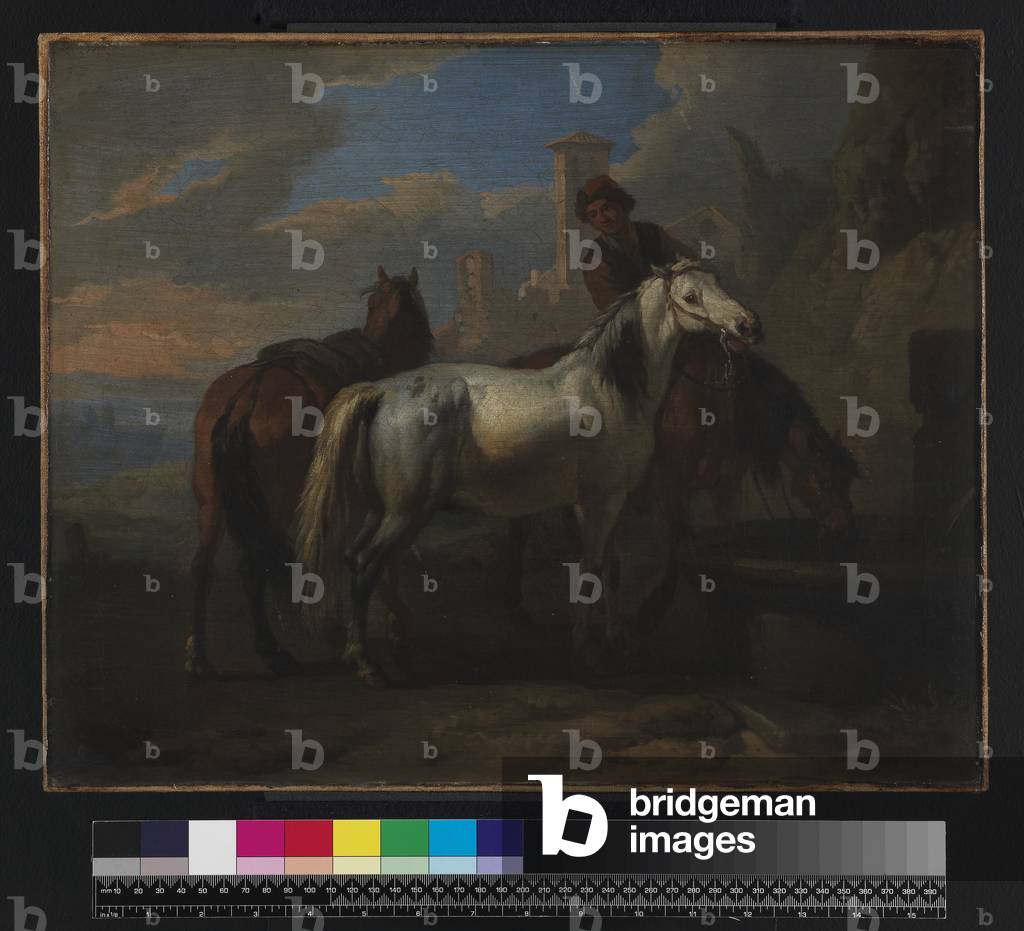 Horses drinking at a fountain, before 1720 (oil on canvas)