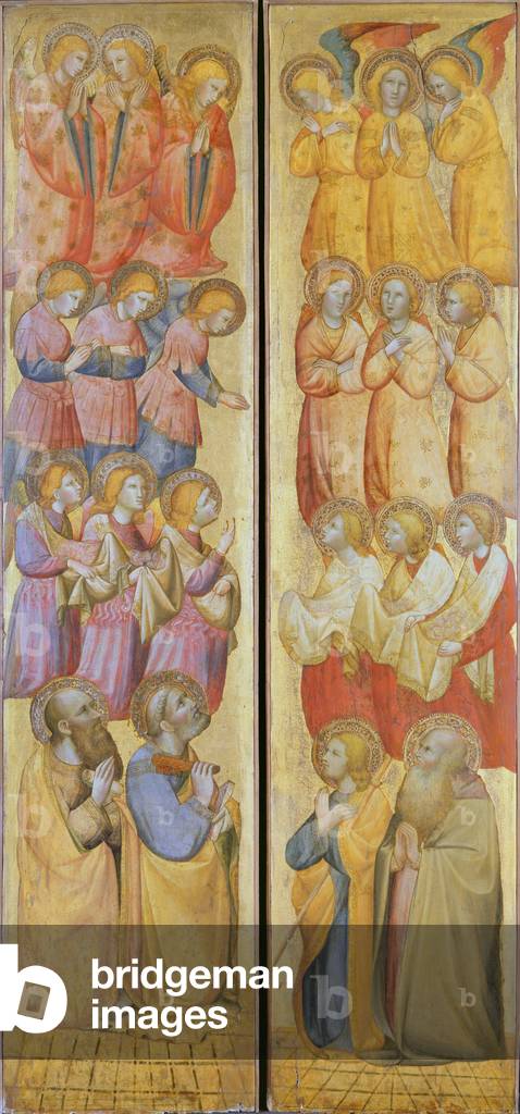 "Pannello di sinistra: San Pietro e San Paolo con Angeli; Pannello di destra: San Giacomo e Sant'Andrea con An