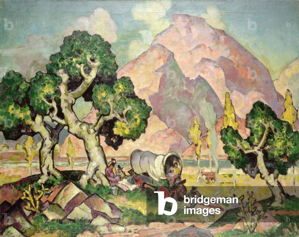 Strada per Taos al Rio Grande (olio su tela)