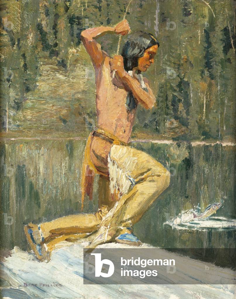 Indian Fishing (oil on canvas)