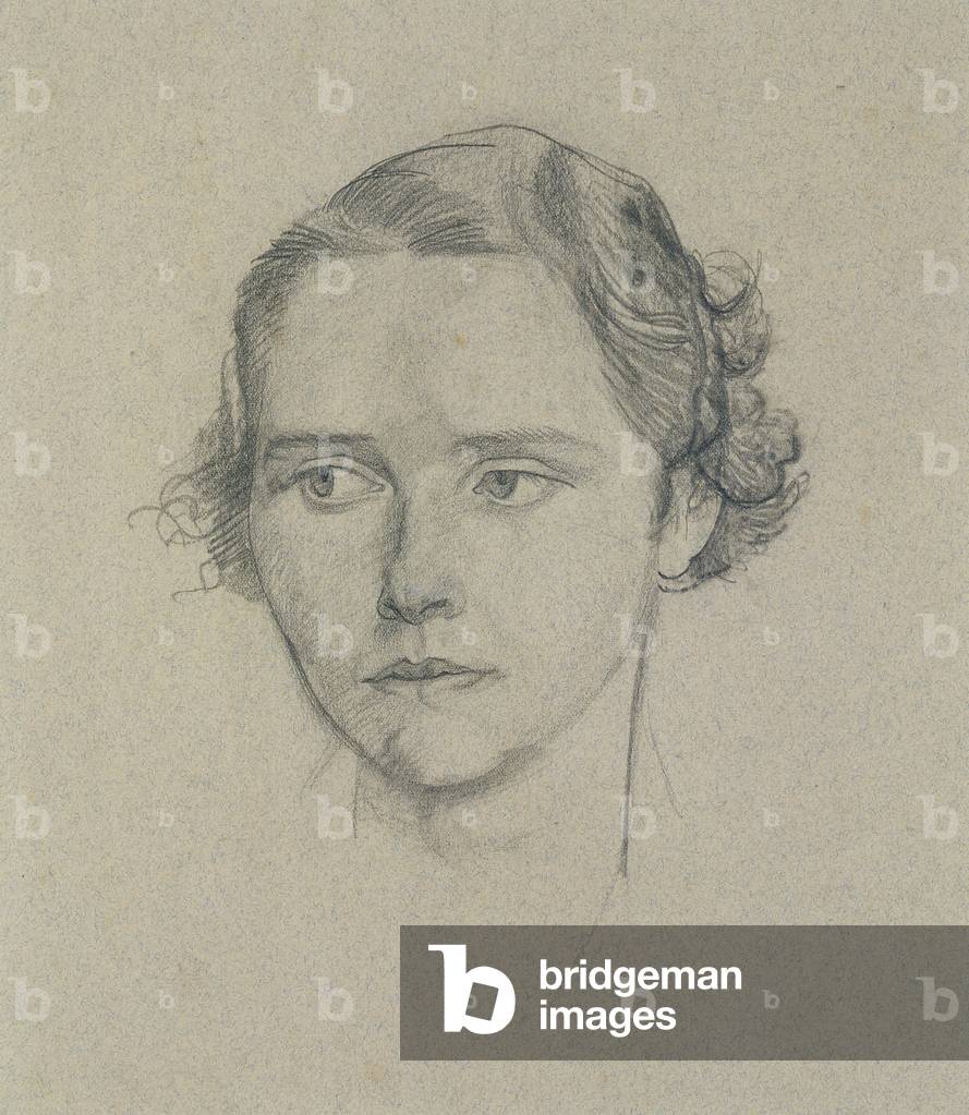Immagine di Disegno "Ragazza Testa (matita su carta)", 20th Secolo di James Cowie