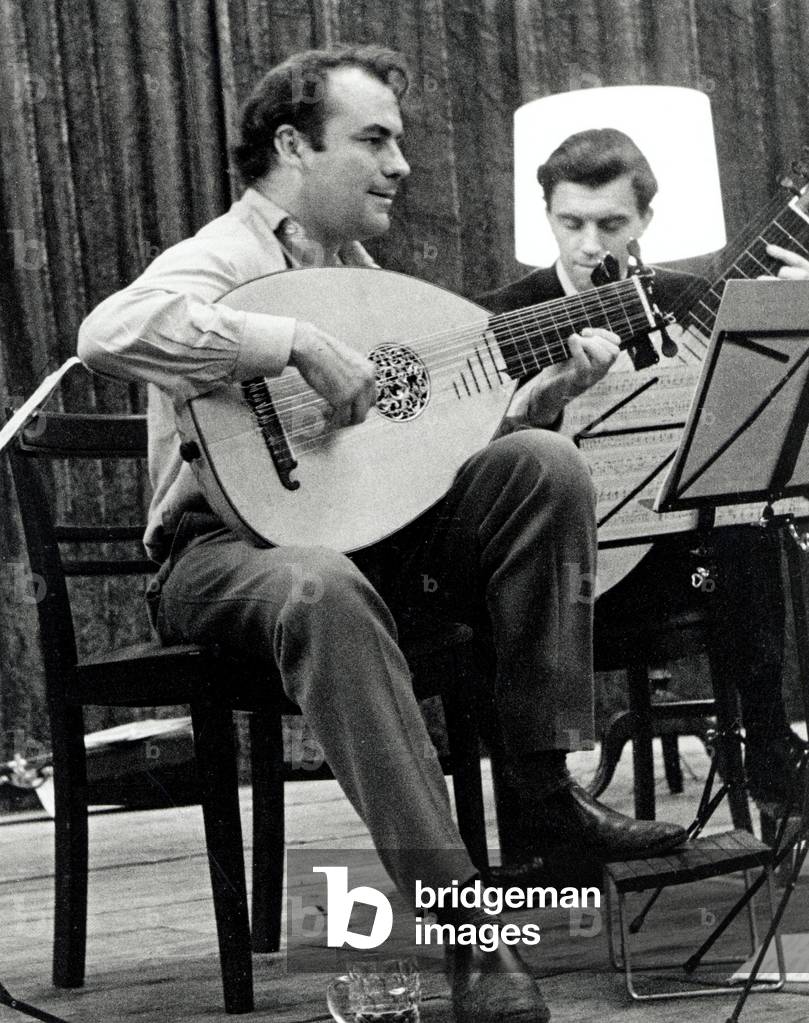 Bream, Julian - playing the lute, c