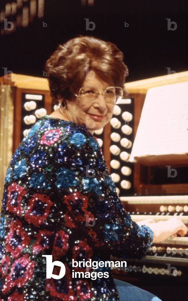 Dame Gillian Weir playing the organ keyboard rehearsing in the London Royal Festival Hall on 27th October, 2002 prior to her performance on 29th