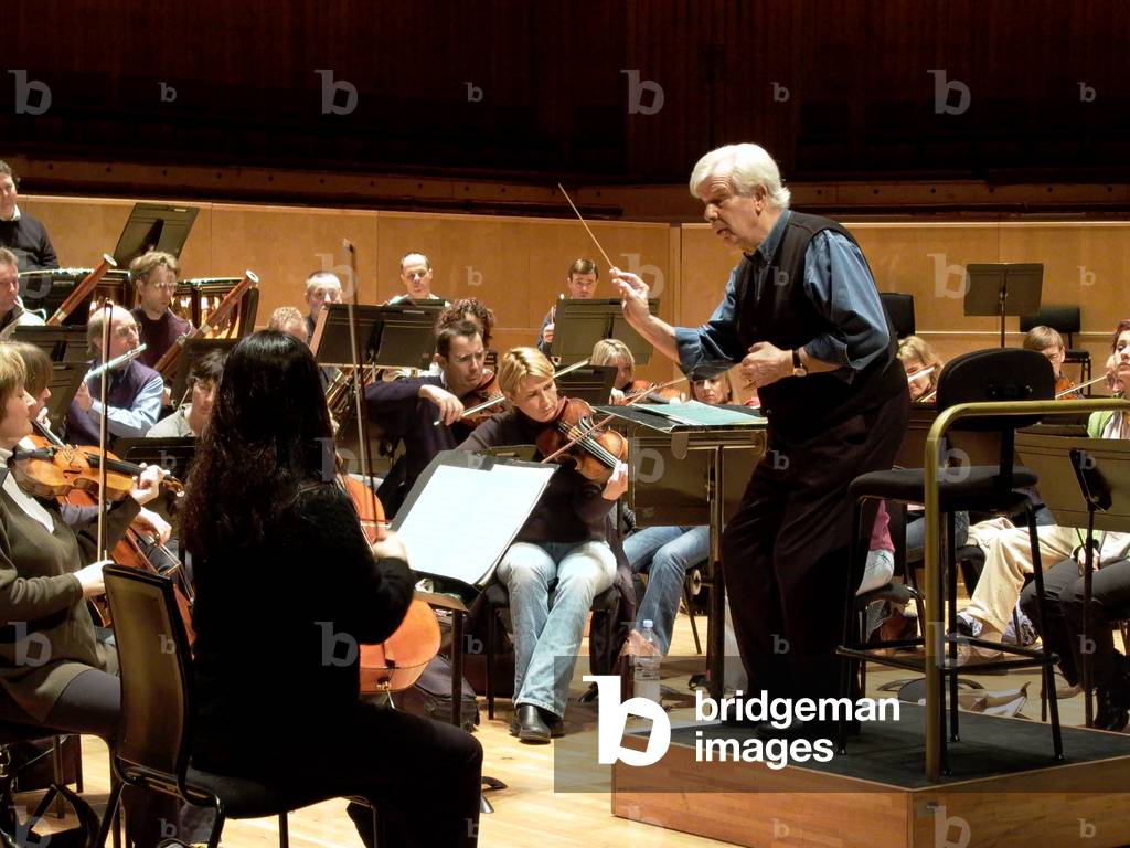 Christoph von Dohnanyi conducts Hélène Grimaud and the Philharmonia Orchestra in rehearsal at the Royal Festival Hall, 11th February 2003