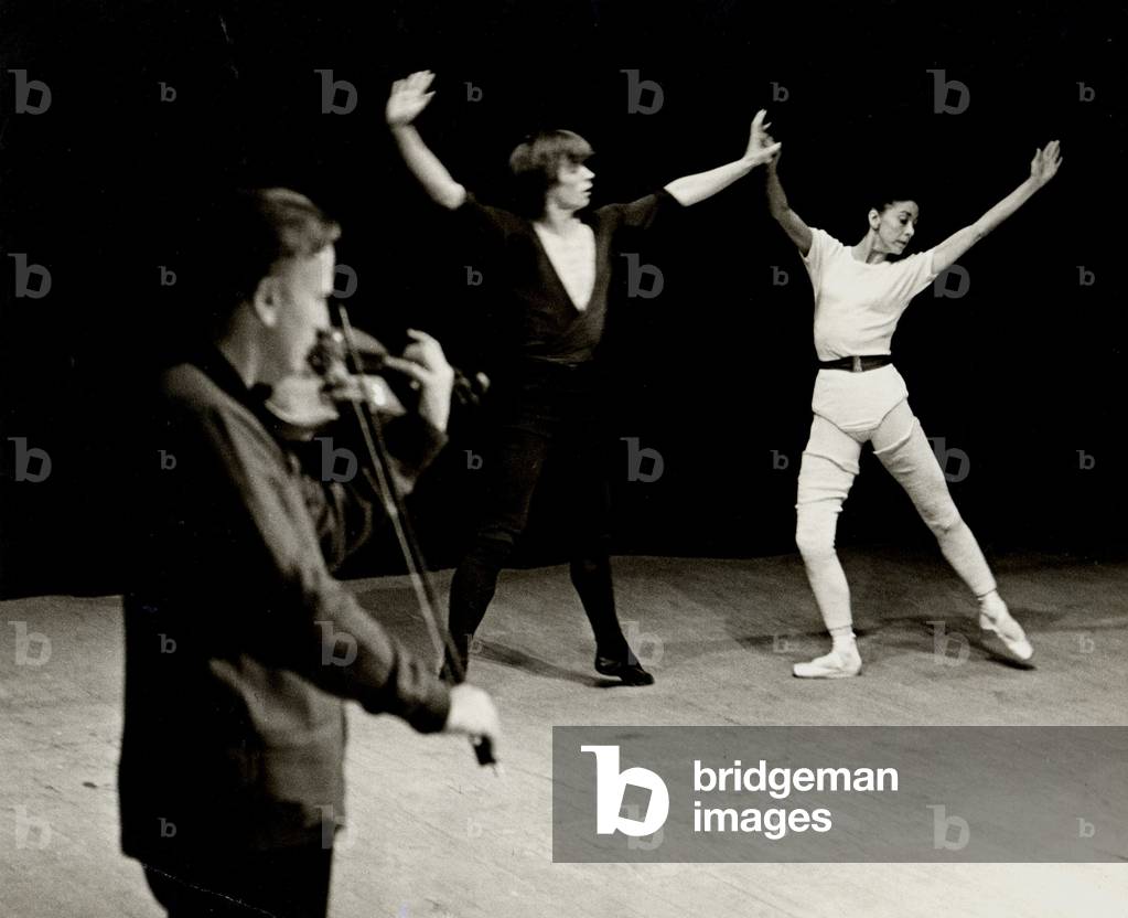 Yehudi Menuhin playing violin  with Margot Fonteyn and Rudolf Nureyev 1964  Rehearsing a ballet to Bartok's Violin Sonata (played by Menuhin) on the day when Fonteyn's husband, Roberto Arias was shot